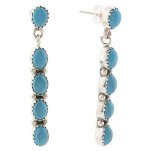 SHAANTI JEWELS Made In India Sterling Silver Linear Turquoise Earrings